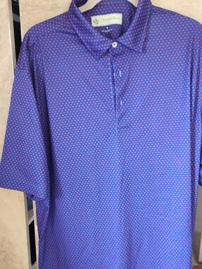 Men's by Donald Ross Purple/Red Geo-Print Polo Shirt with LOGO